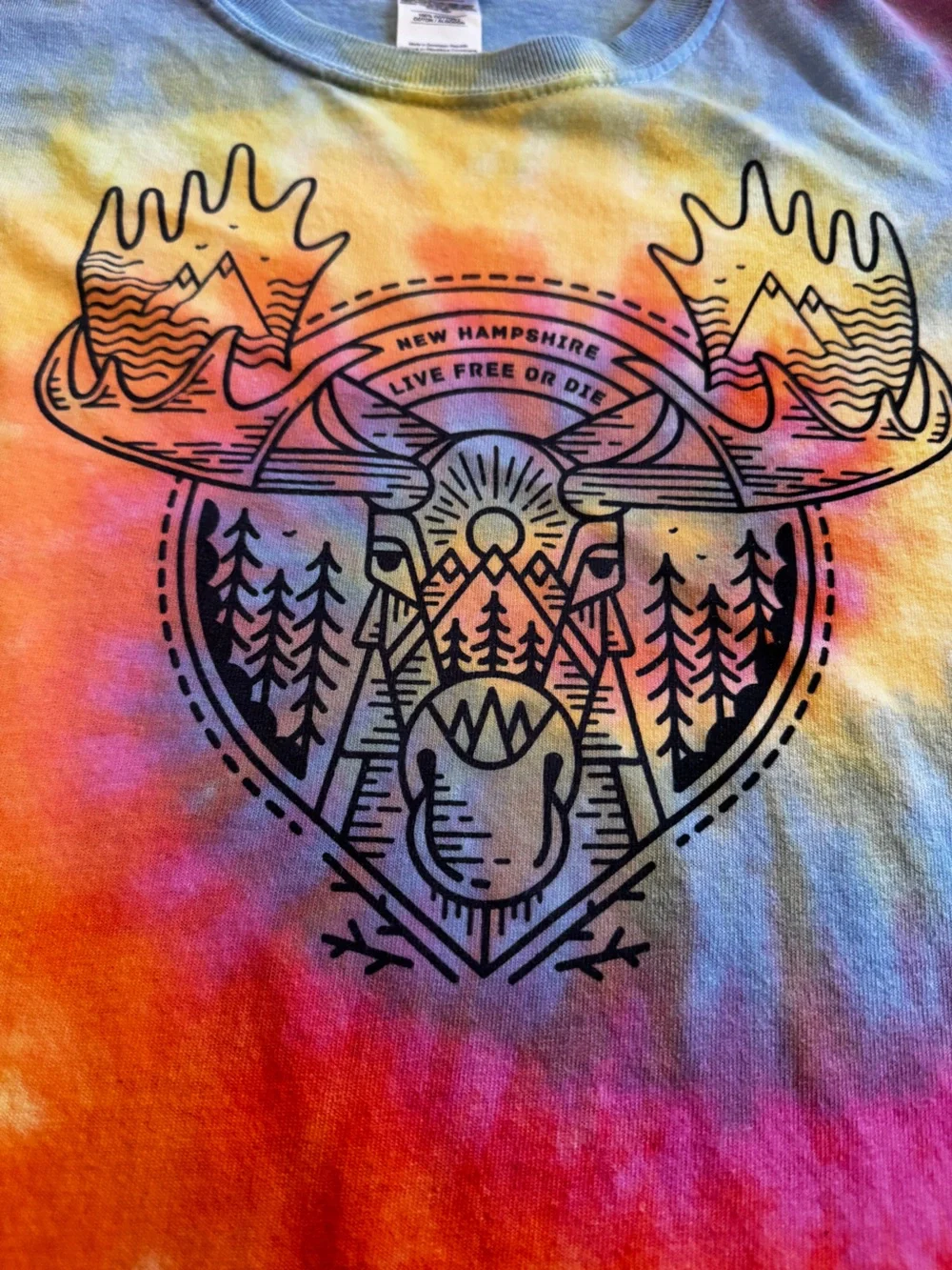 Women’s Tie-Dye New Hampshire Moose Graphic Tee - Multicolor